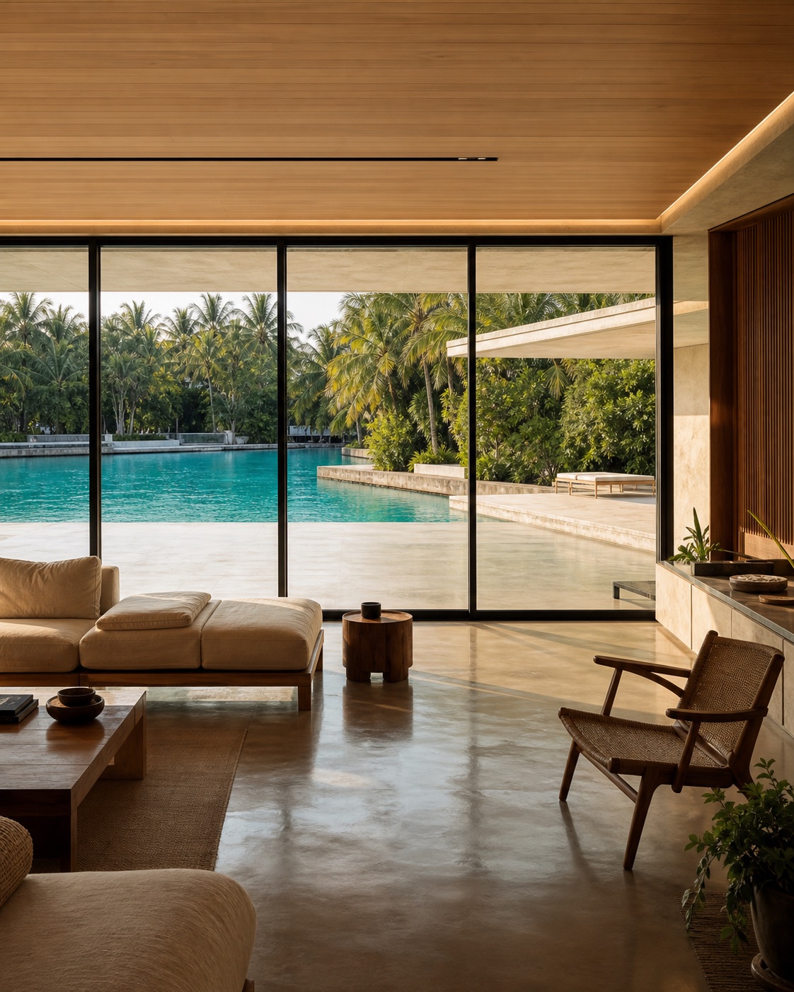 The ocean-view living space